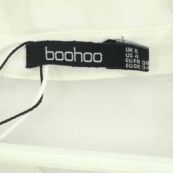 NWT Boohoo Cowl Neck Chiffon Ivory Blouse  Size 4 - Picture 7 of 11